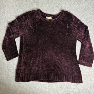 Orvis Classic Collection Womens XL Chenille Sweater Deep Plum Purple Crew Neck